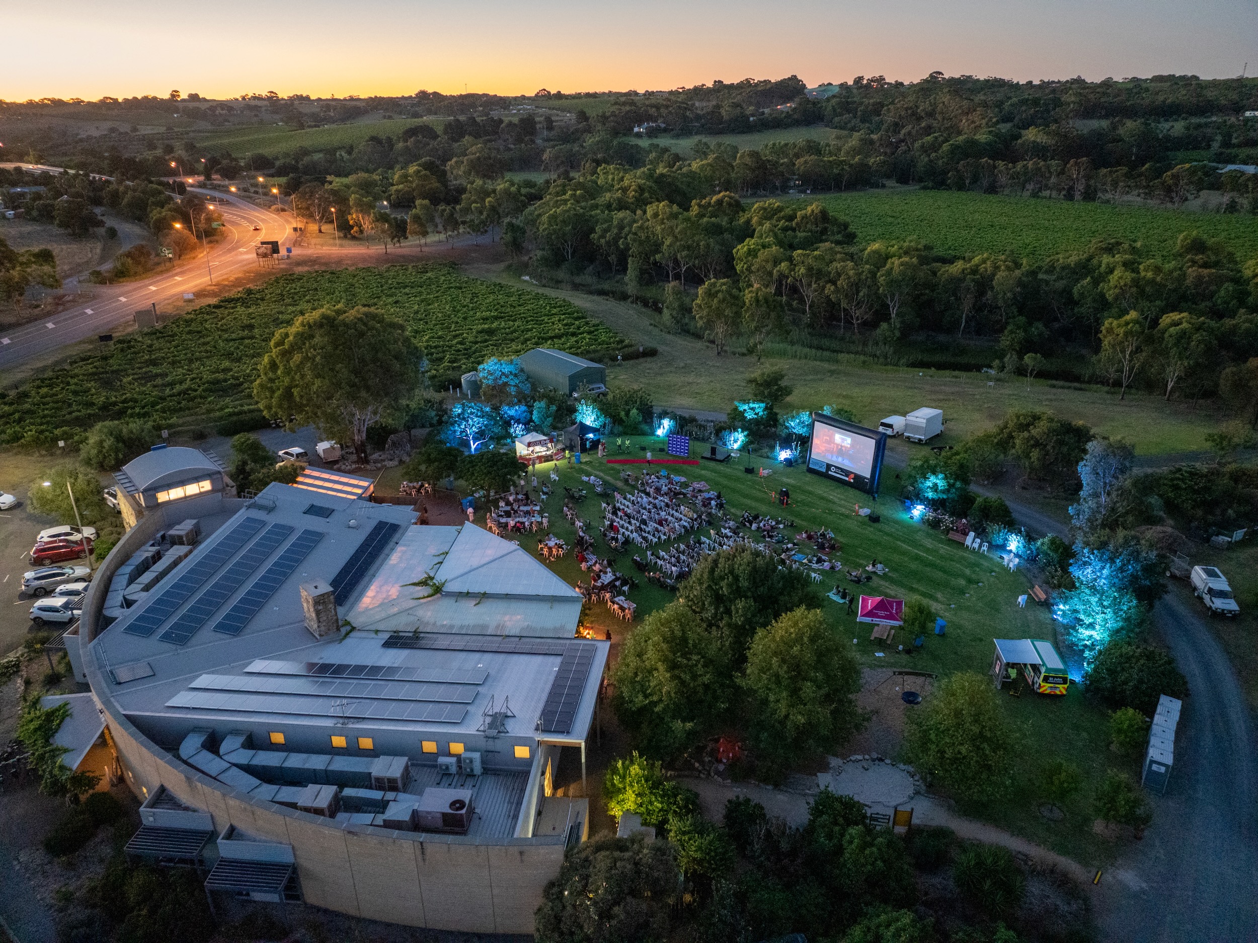 drone image of festival